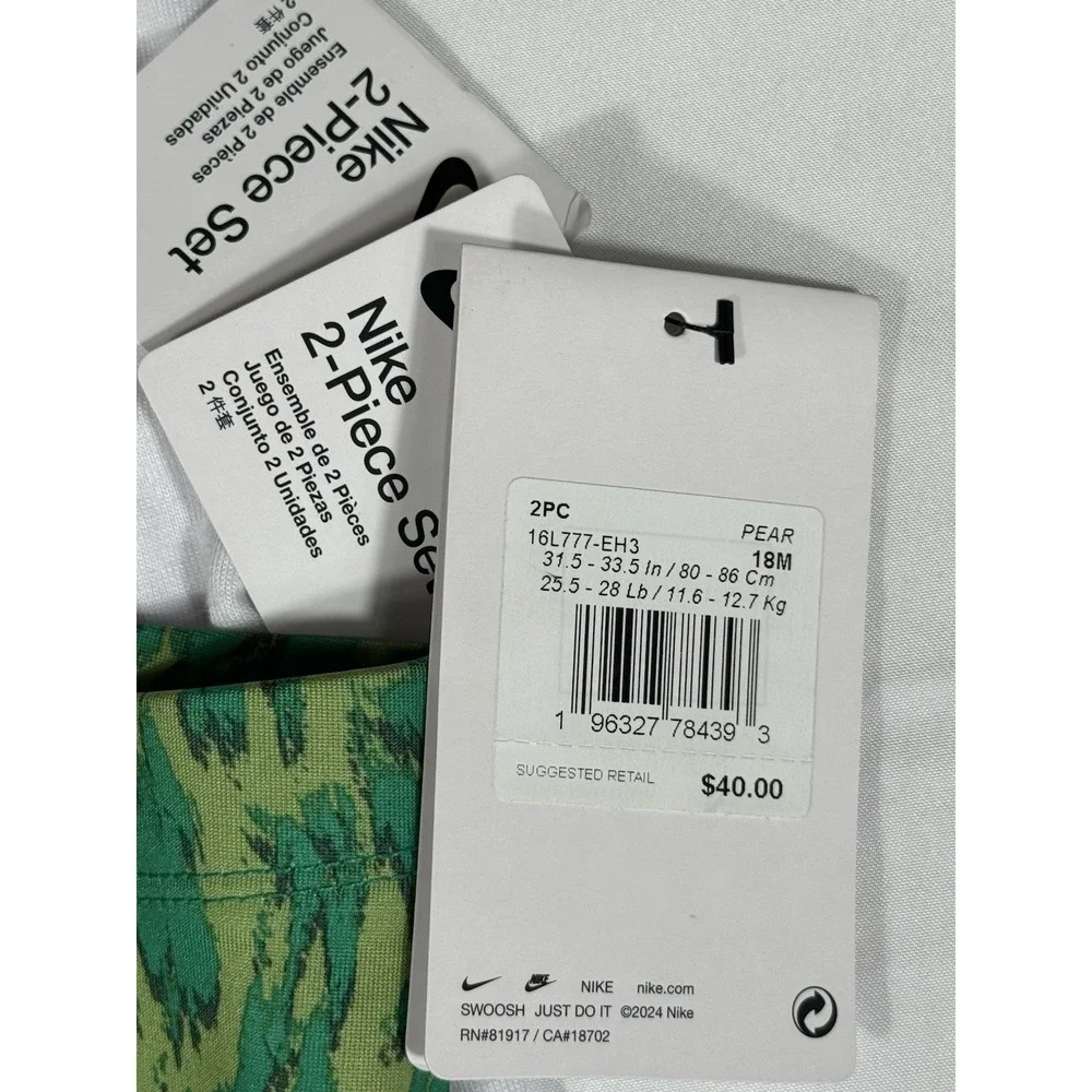 NWT Nike 2 Piece Outfit Shirt & Dri Fit Leggings Girls Size 18 Months Green